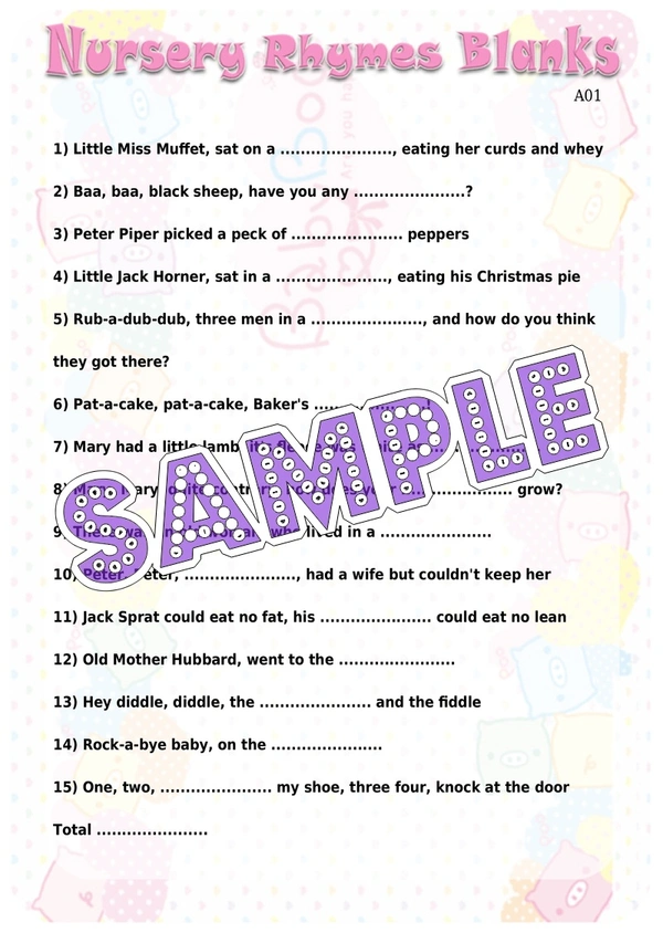 perty Rhyme Poem theme Paper Games (list855_1) - 8