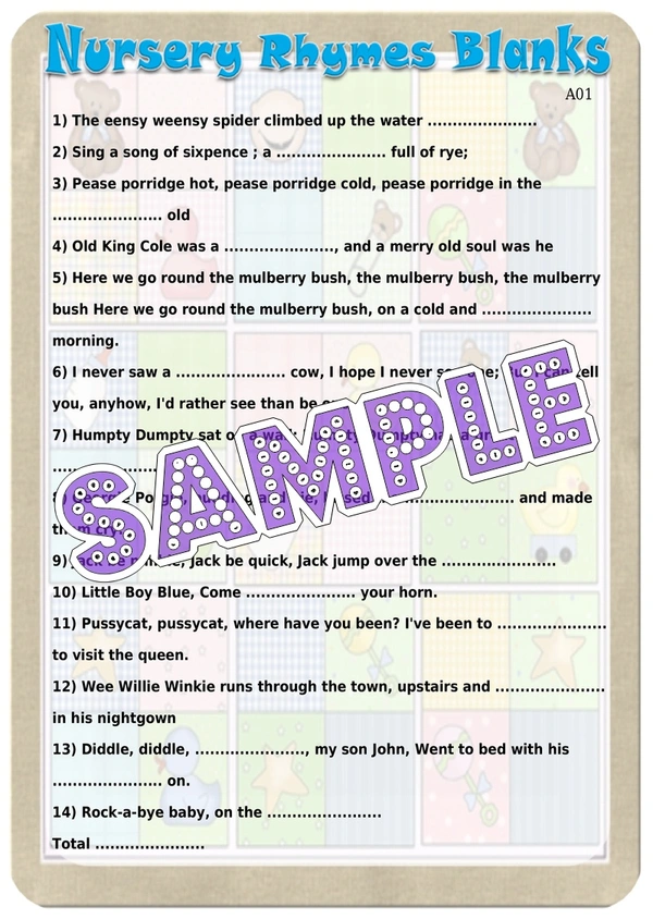 perty Rhyme Poem theme Paper Games (list856_1) - 12
