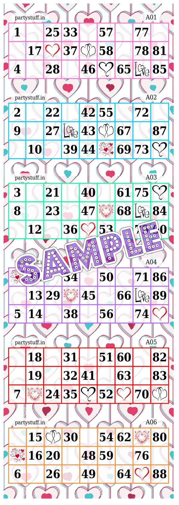 perty Romance theme Tambola Housie (list3606) - 3.9 x 10.8