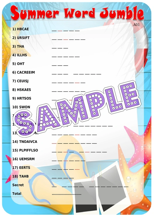 perty Summer theme Paper Games (list1536_1) - 24