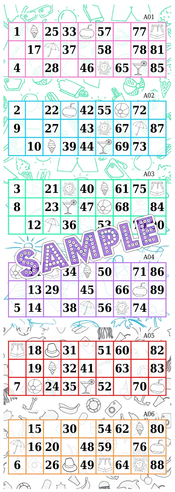 perty Summer theme Tambola Housie (list3533_1) - 3.9 x 10.8