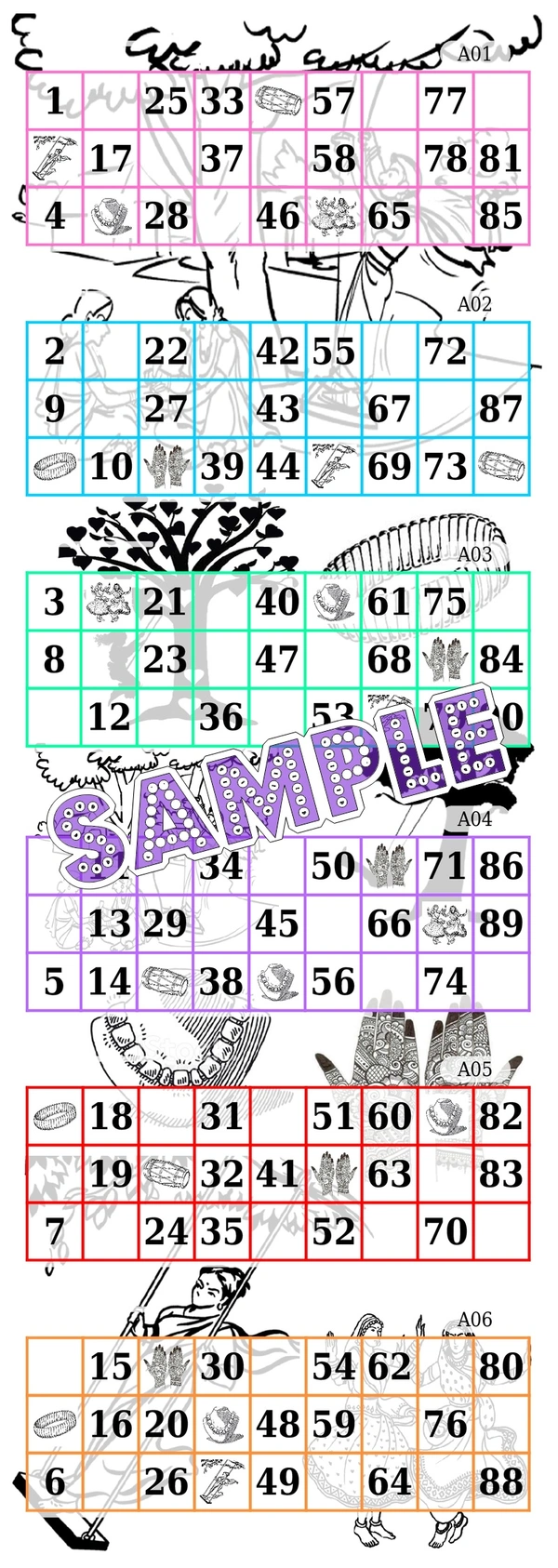 perty Teej theme Tambola Housie (list3546_1) - 3.9 x 10.8