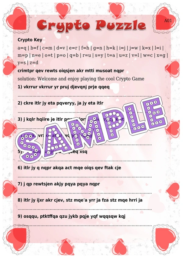 perty Valentine theme Paper Games (list810_1) - 12