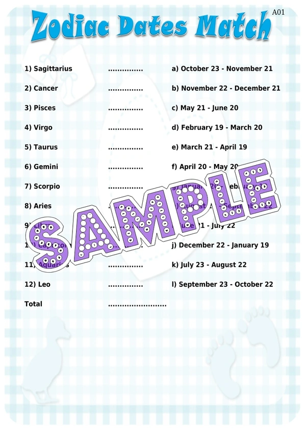 perty Zodiac theme Paper Games (list851_1) - 8