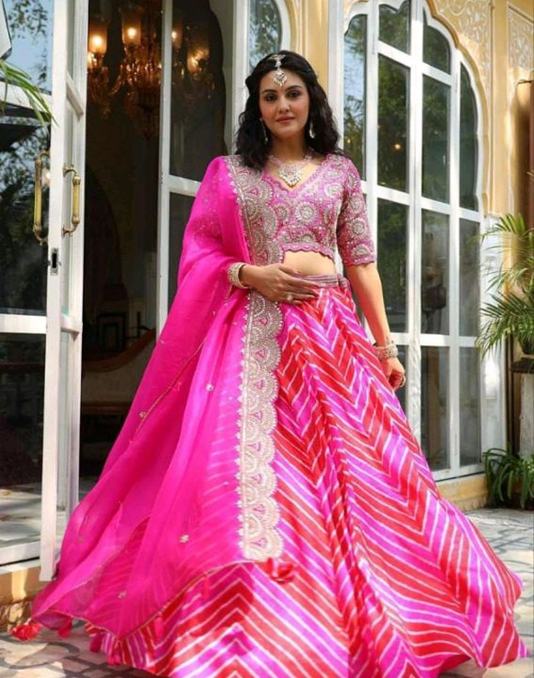 Beautiful Lehenga Choli And Attached Dupatta - Free, Magenta / Fuchsia