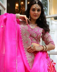 Beautiful Lehenga Choli And Attached Dupatta - Free, Magenta / Fuchsia