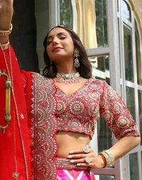 Beautiful Lehenga Choli And Attached Dupatta - Free, Magenta / Fuchsia