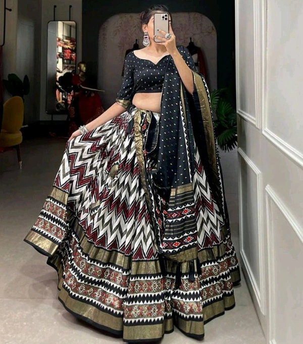 Beautiful Lehenga Choli And Attached Dupatta  - Free, Black