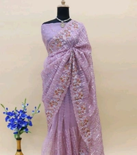 Women Beautiful Sarees With Blouse Piece - Free, Pink Lace