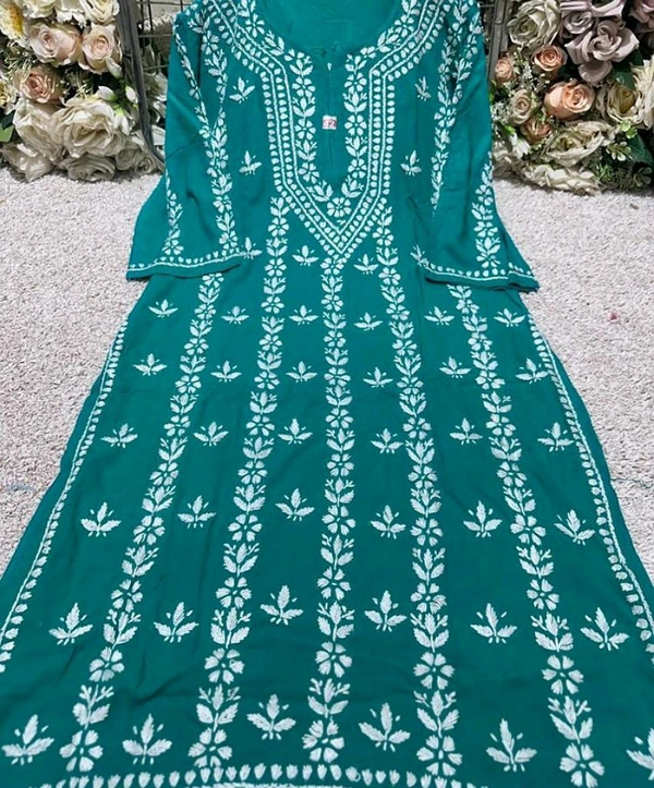 Women Beautiful Chikankari Kurtis - M, Teal