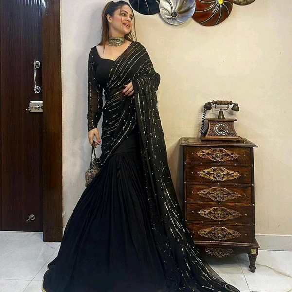 Embroidery Lehenga Choli for Women - Free, Black