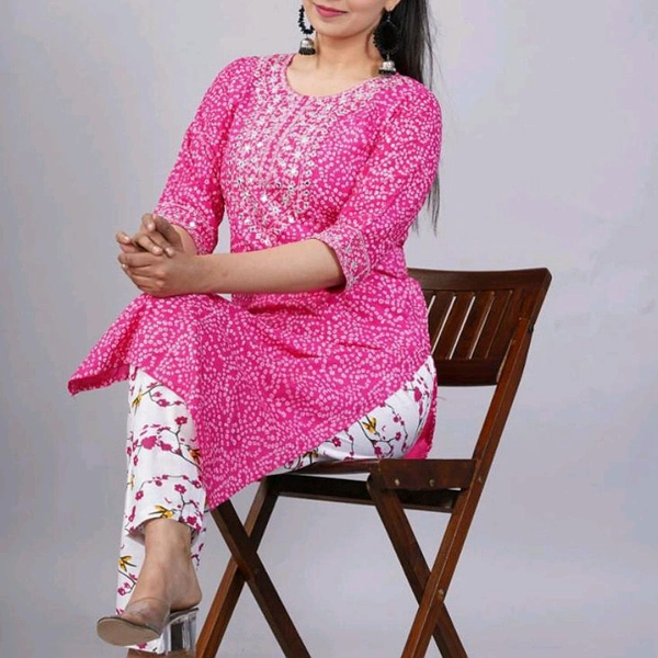  Women Kurtis With Pant Sets - Pink Flamingo, 5XL