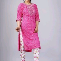  Women Kurtis With Pant Sets - Pink Flamingo, 6XL