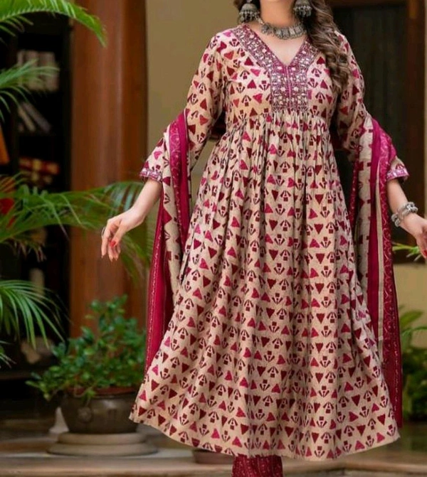 Festival Special Kurti And Pant With Dupatta Set - Sundown, M