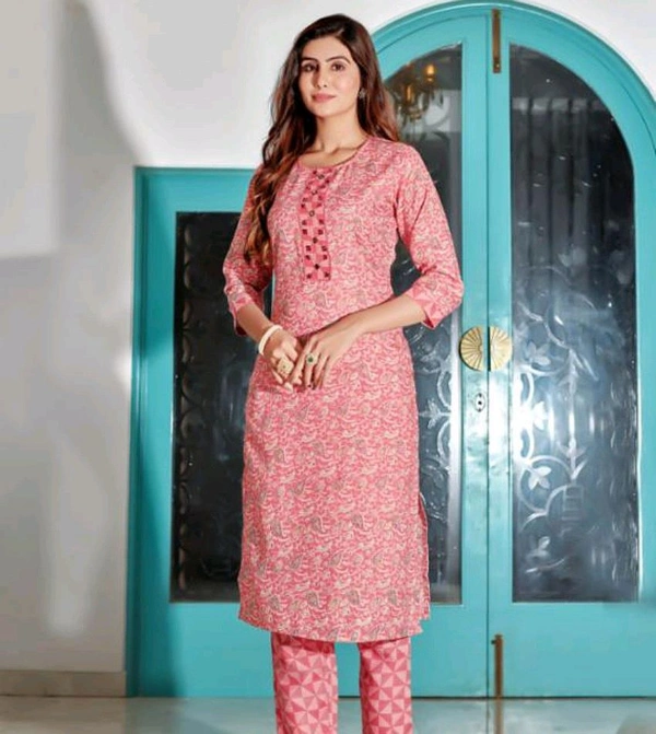 Bindiya Women's Kurta Pant Set - Tickle Me Pink, XXL