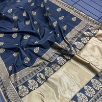 Banarasi Soft Silk Sarees With Blouse Piece - Black