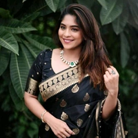 Banarasi Soft Silk Sarees With Blouse Piece - Black