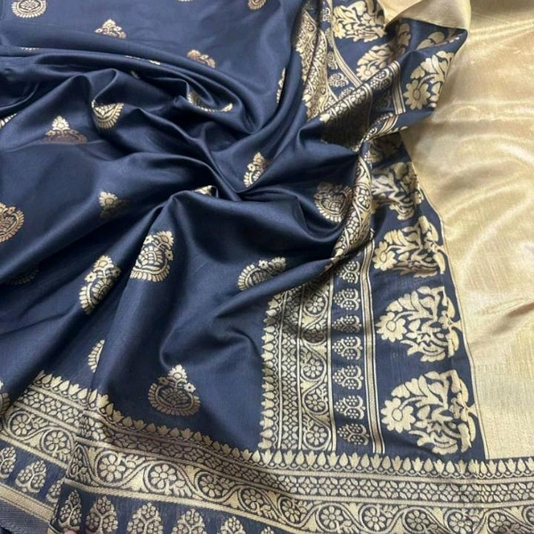 Banarasi Soft Silk Sarees With Blouse Piece - Black