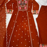 Women Beautiful Kurtis And Pant With Fancy Duppata Set - Red, L