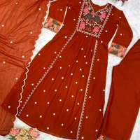 Women Beautiful Kurtis And Pant With Fancy Duppata Set - Red, XXL