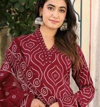 Women Kurtis And Pant With Dupatta Set  - Wild Watermelon, L