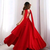 Elegant Georgette Lehenga Choli For Women  - Red, XXL