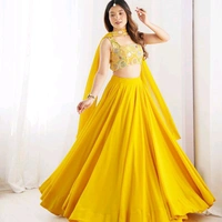 Elegant Georgette Lehenga Choli For Women  - Yellow, M