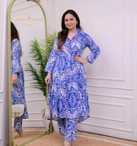 Beautiful Women Stylish Cotton Co-ord Set - Royal Blue, L