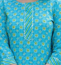 Rayon Kurti with Pant Set for Women - Teal, XL