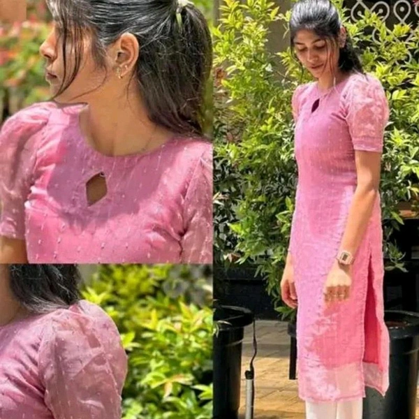 Women's Plain Organza Net Kurti - S, Jungle Mist