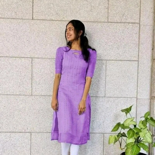 Elegant Women's Plain Organza Net Kurti - Portage, M