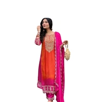 Indian Lehenga Choli Elegant Top & Pant with Dupatta
 - Wild Watermelon, Free