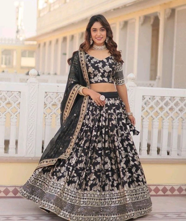 Party Weaver Elegant Lehenga Set - Free, Black