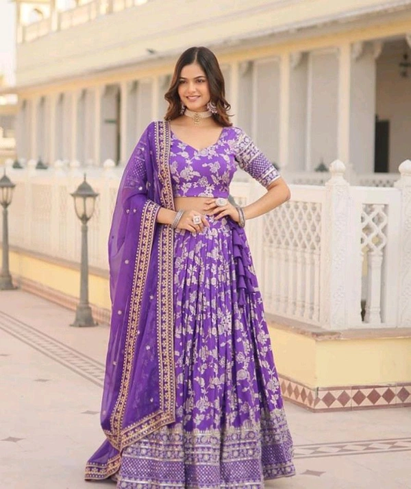 Party Weaver Elegant Lehenga Set - Free, Electric Violet