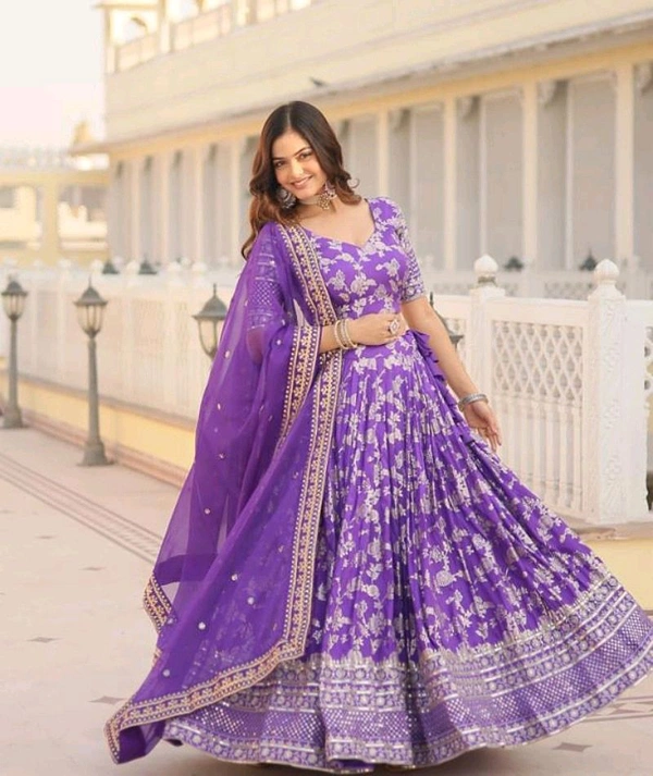 Party Weaver Elegant Lehenga Set - Free, Electric Violet
