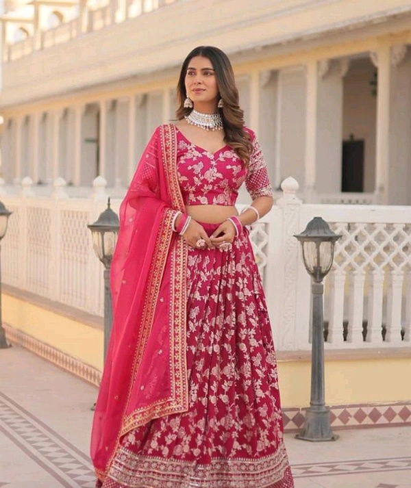 Party Weaver Elegant Lehenga Set - Free, Red