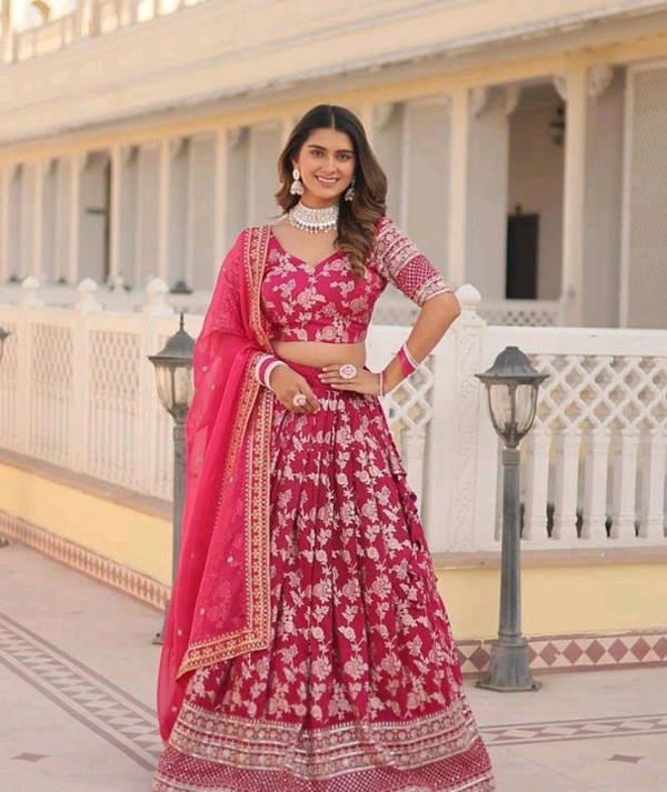 Party Weaver Elegant Lehenga Set - Free, Red
