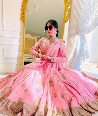 Fox Georgette Sequins Work Lehenga Set - Free, Pink Lace