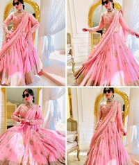 Fox Georgette Sequins Work Lehenga Set - Free, Pink Lace