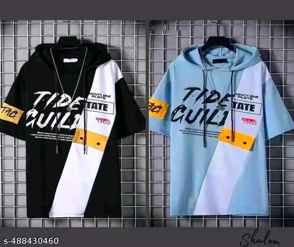 Men Half Sleeve Hoodies Cotan Bland T-shirts 