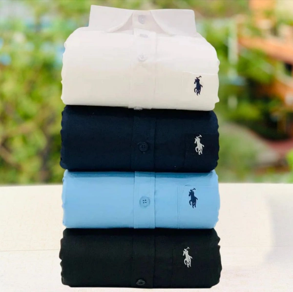 RL Polo Men's Plain Shirt Combo - Pack of 4 | Premium Cotton | Casual & Formal Wear - M-38