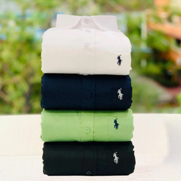 RL Polo Men's Plain Shirt Combo - Pack of 4 | Premium Cotton | Casual & Formal Wear - L-40