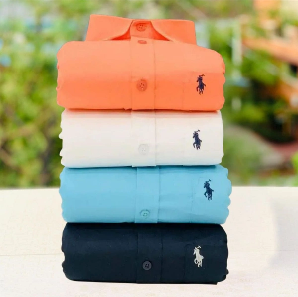 RL Polo Men's Plain Shirt Combo - Pack of 4 | Premium Cotton | Casual & Formal Wear - M-38