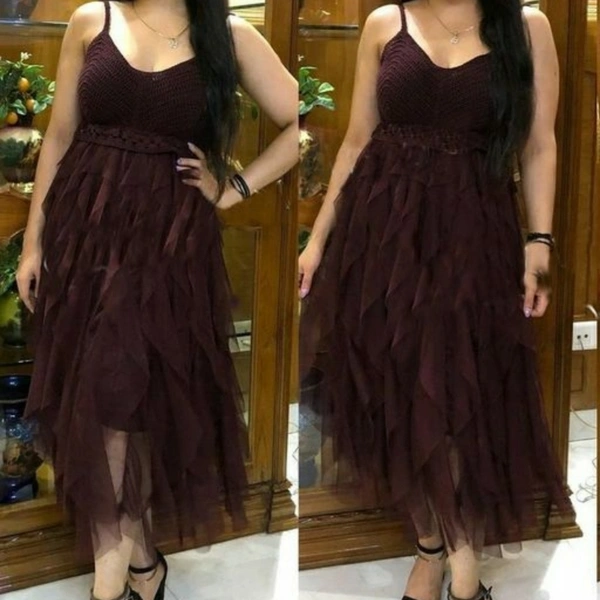 Women's Net Dresses - Blue, Free Size