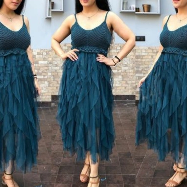 Women's Net Dresses - Blue, XS