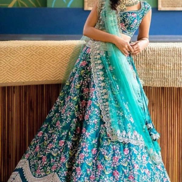 Aishani Refined Women Lehenga - Aqua Blue