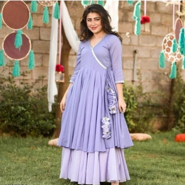 Women's Solid Rayon Kurta with Sharara - M
