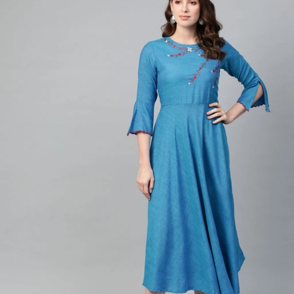 Women's Embroidered Viscose Anarkali Kurti - XL