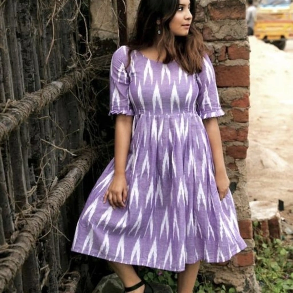Women's Printed Cotton Kurti - Lavendar, S
