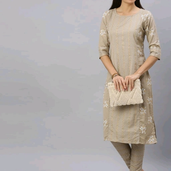 Jivika Voguish Women Kurta Sets  - Beige, S